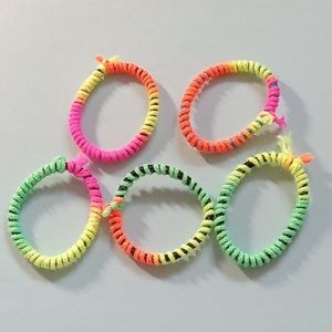 5 neon hair elastics